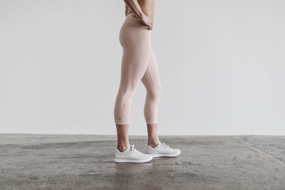 Leggings Nobull Crop Melange Femme Rose | MU8234701