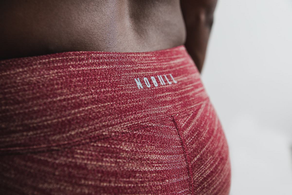 Leggings Nobull Crop Melange Femme Rouge | IU3524718