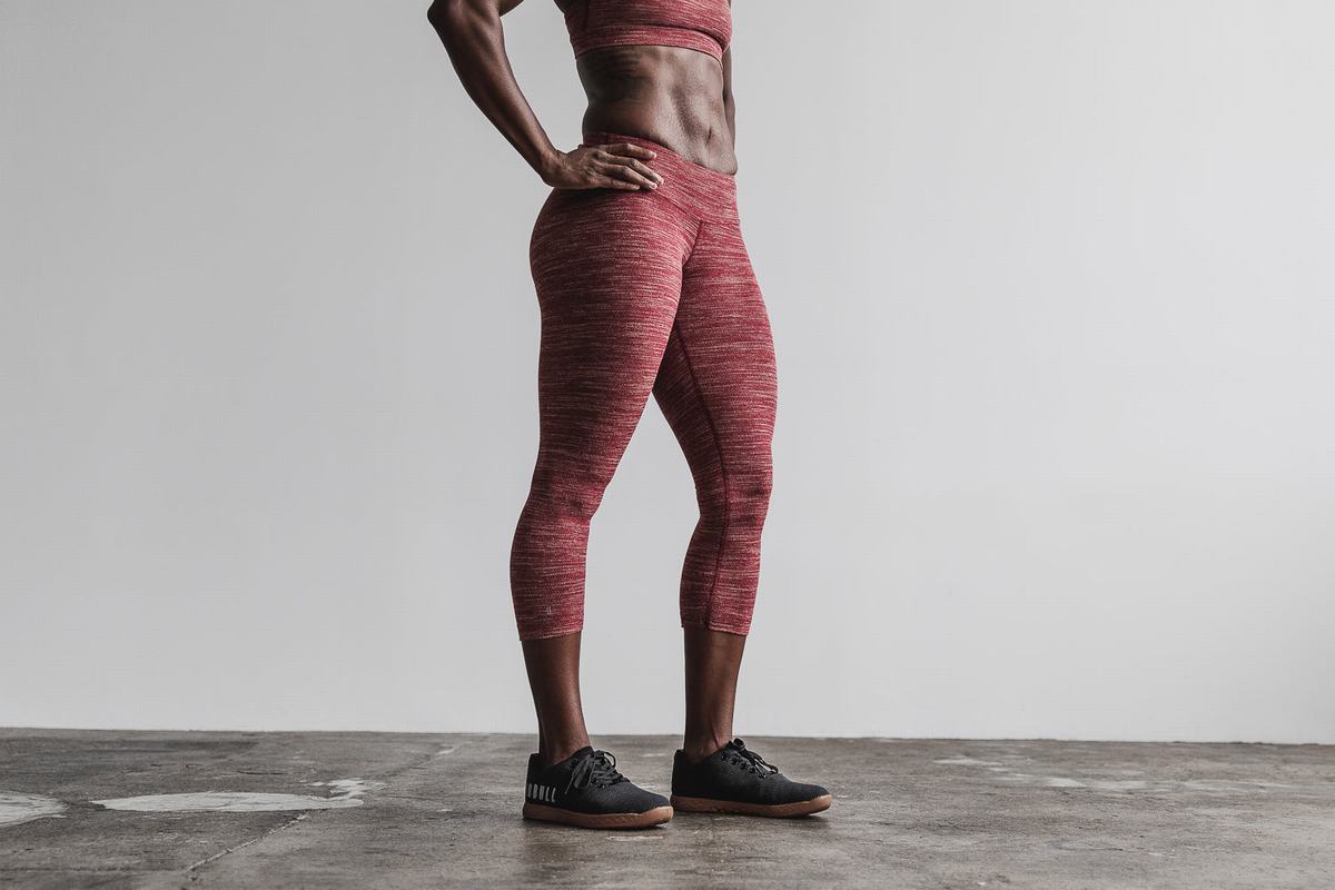 Leggings Nobull Crop Melange Femme Rouge | IU3524718