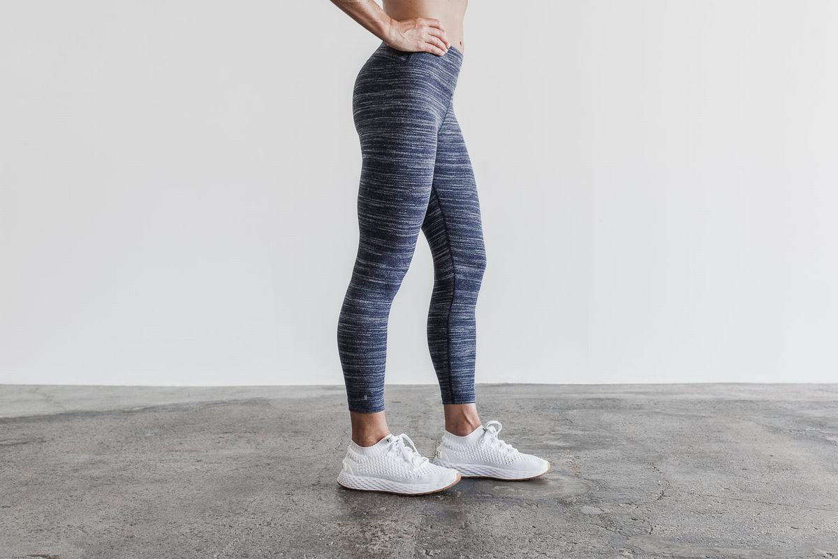 Leggings Nobull High-Rise 7/8 Tight Melange Femme Bleu Marine | LQ2439801