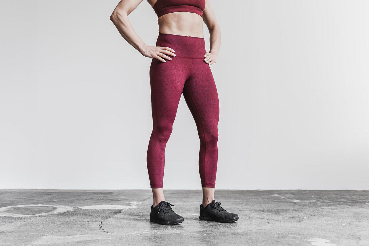 Leggings Nobull High-Rise 7/8 Tight Plush Heather Femme Rouge Foncé | YO5938204
