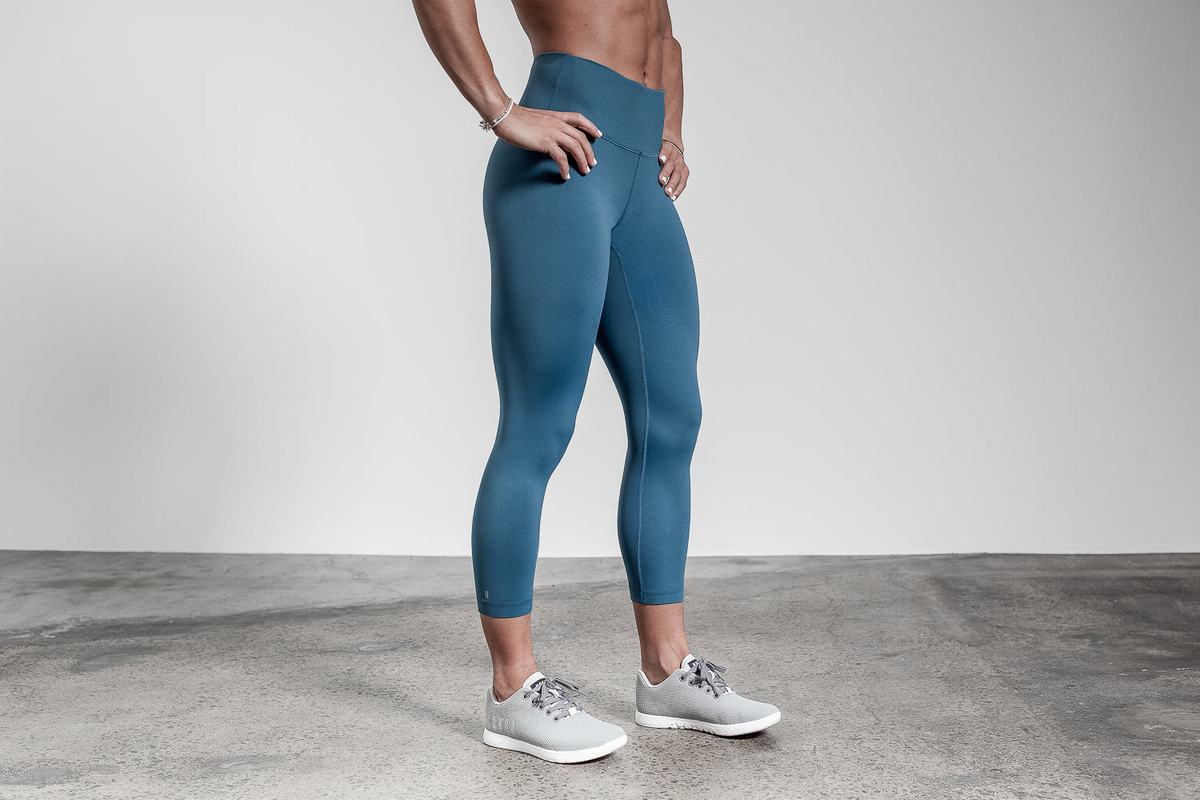 Leggings Nobull High-Rise Crop Femme Grise Bleu | DQ6478951