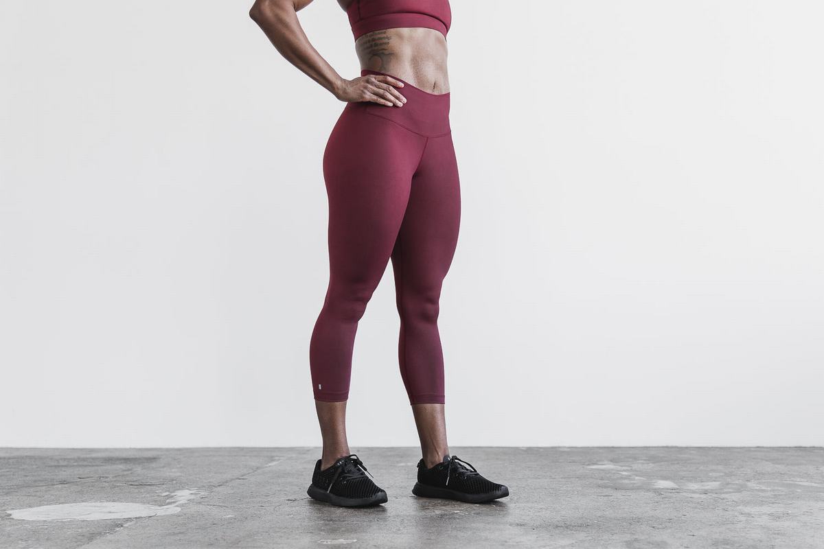 Leggings Nobull High-Rise Crop Matte Femme Rouge Foncé | JC3892605