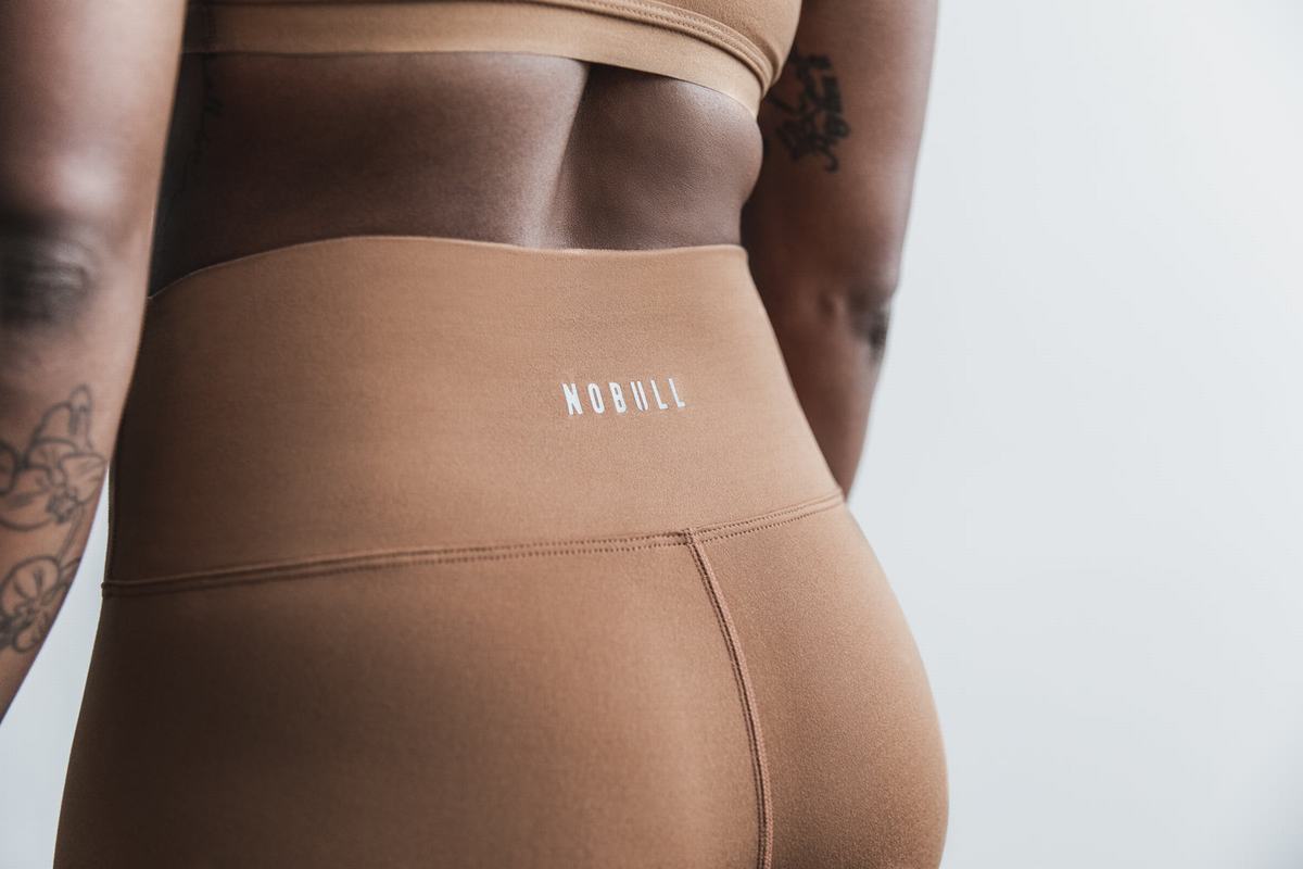 Leggings Nobull High-Rise Crop Matte Femme Marron | JZ9730251