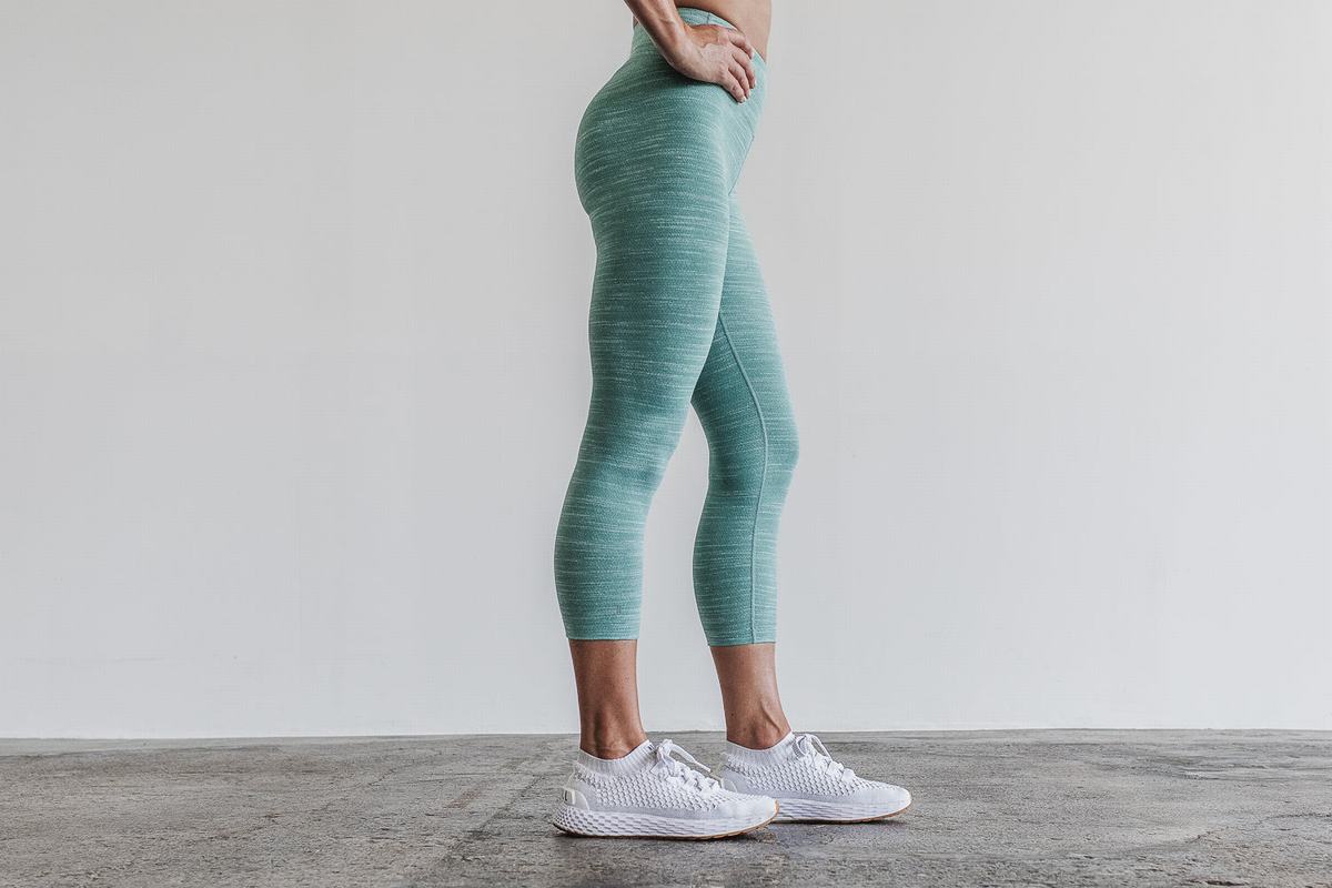 Leggings Nobull High-Rise Crop Melange Femme Bleu | RB6852104