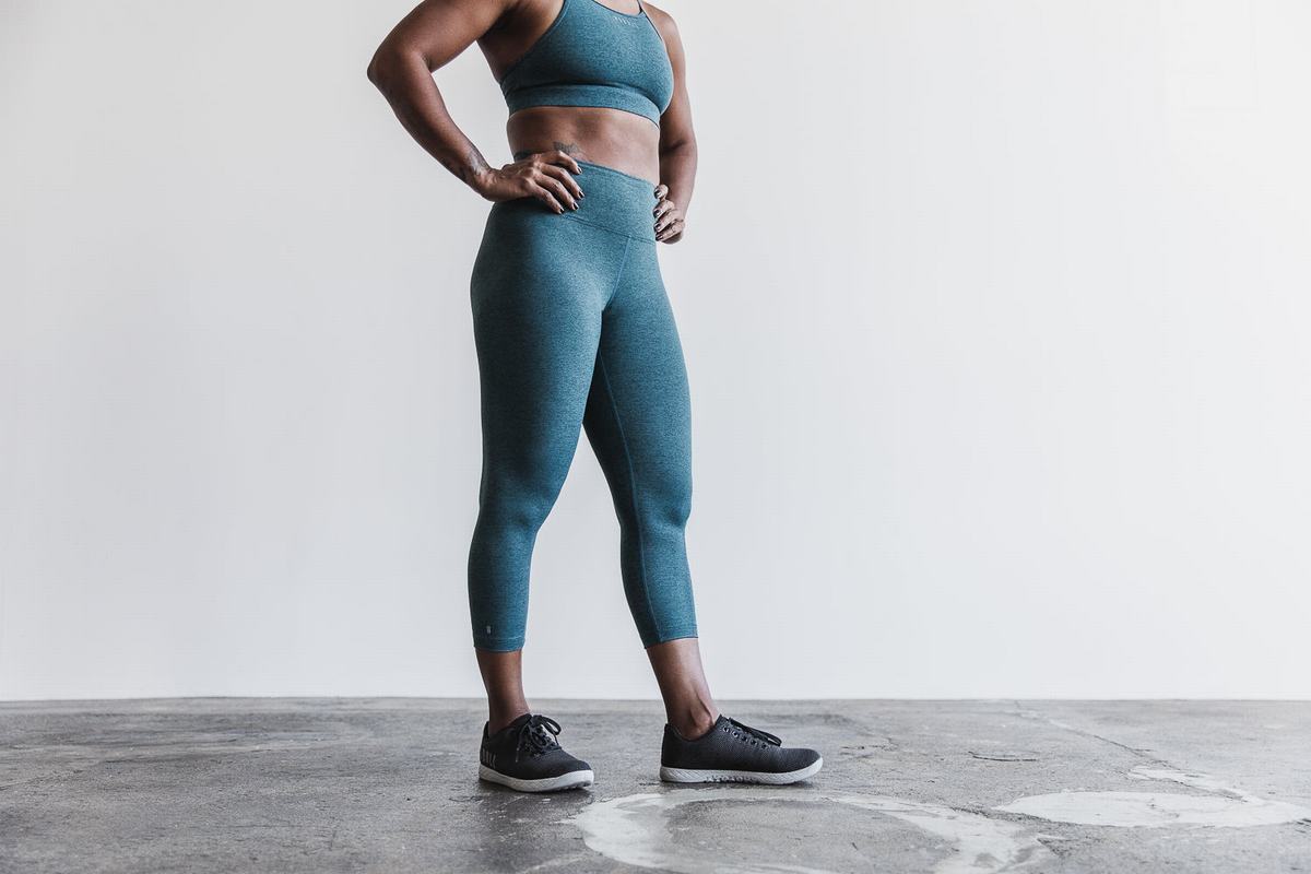 Leggings Nobull High-Rise Crop Plush Heather Femme Turquoise | GN0316527