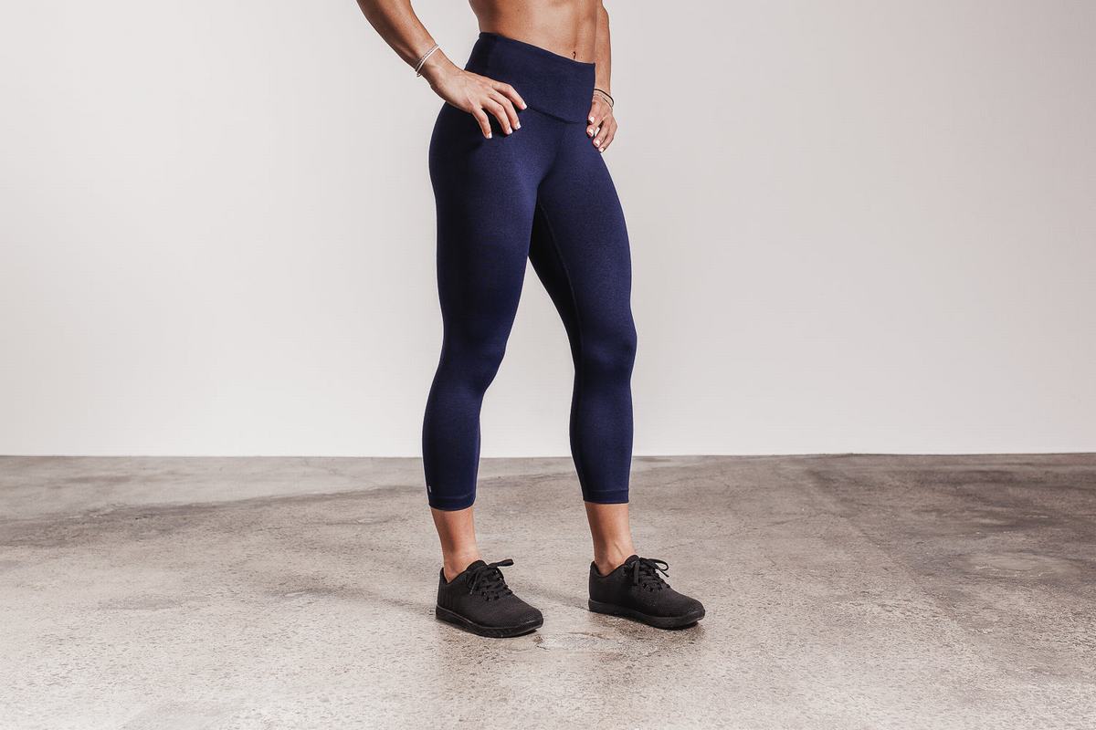 Leggings Nobull High-Rise Crop Plush Heather Femme Bleu Marine | GU5914083