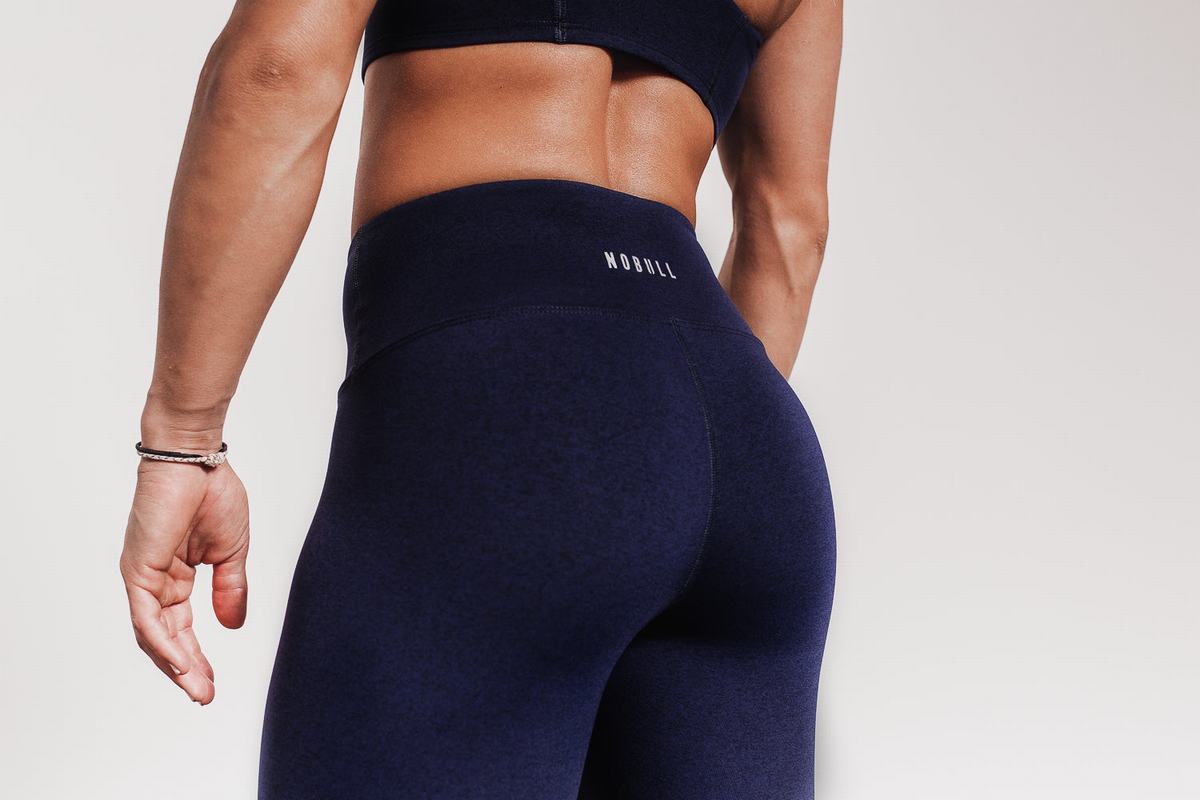 Leggings Nobull High-Rise Crop Plush Heather Femme Bleu Marine | GU5914083