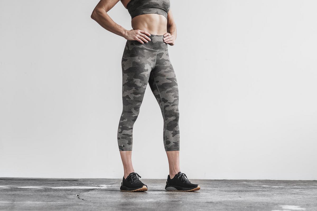 Leggings Nobull High-Rise Crop Plush Heather Femme Camouflage Foncé | TM2753691