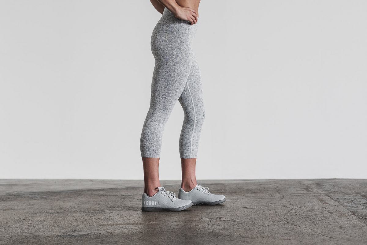Leggings Nobull High-Rise Crop Plush Heather Femme Blanche | UO0429368