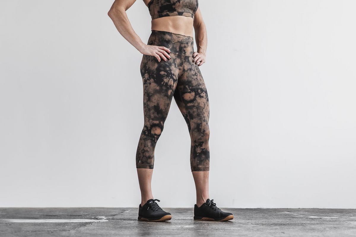 Leggings Nobull High-Rise Crop Tie-Dye Femme Noir | IW5413296