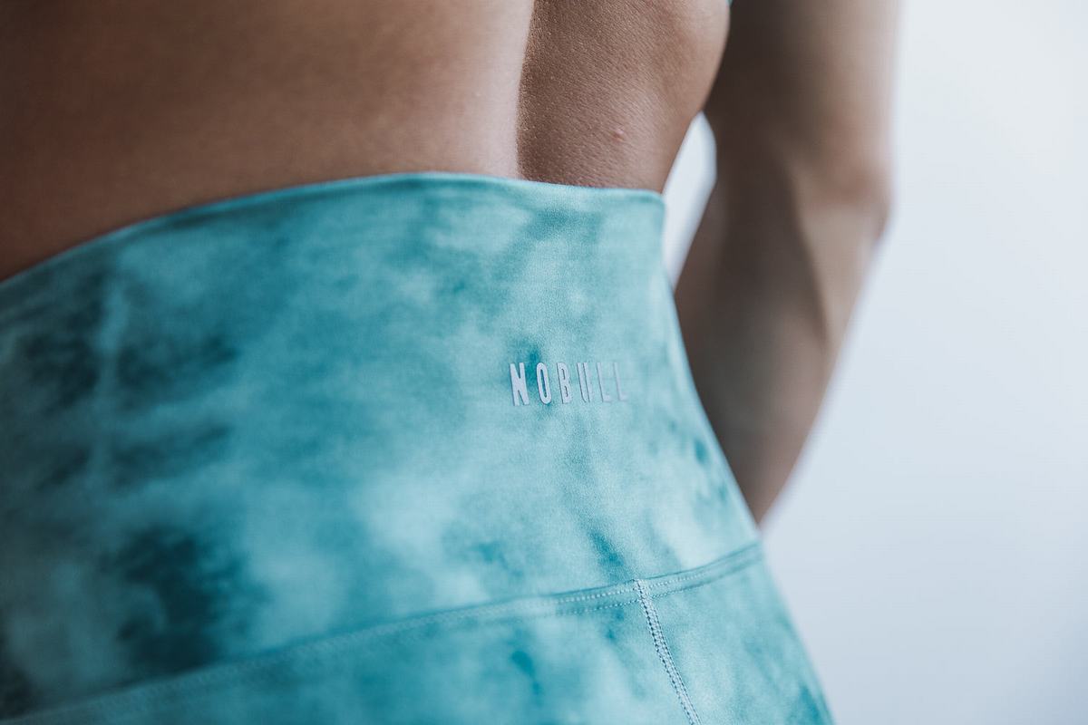 Leggings Nobull High-Rise Crop Tie-Dye Femme Bleu Vert Foncé | SJ3591240