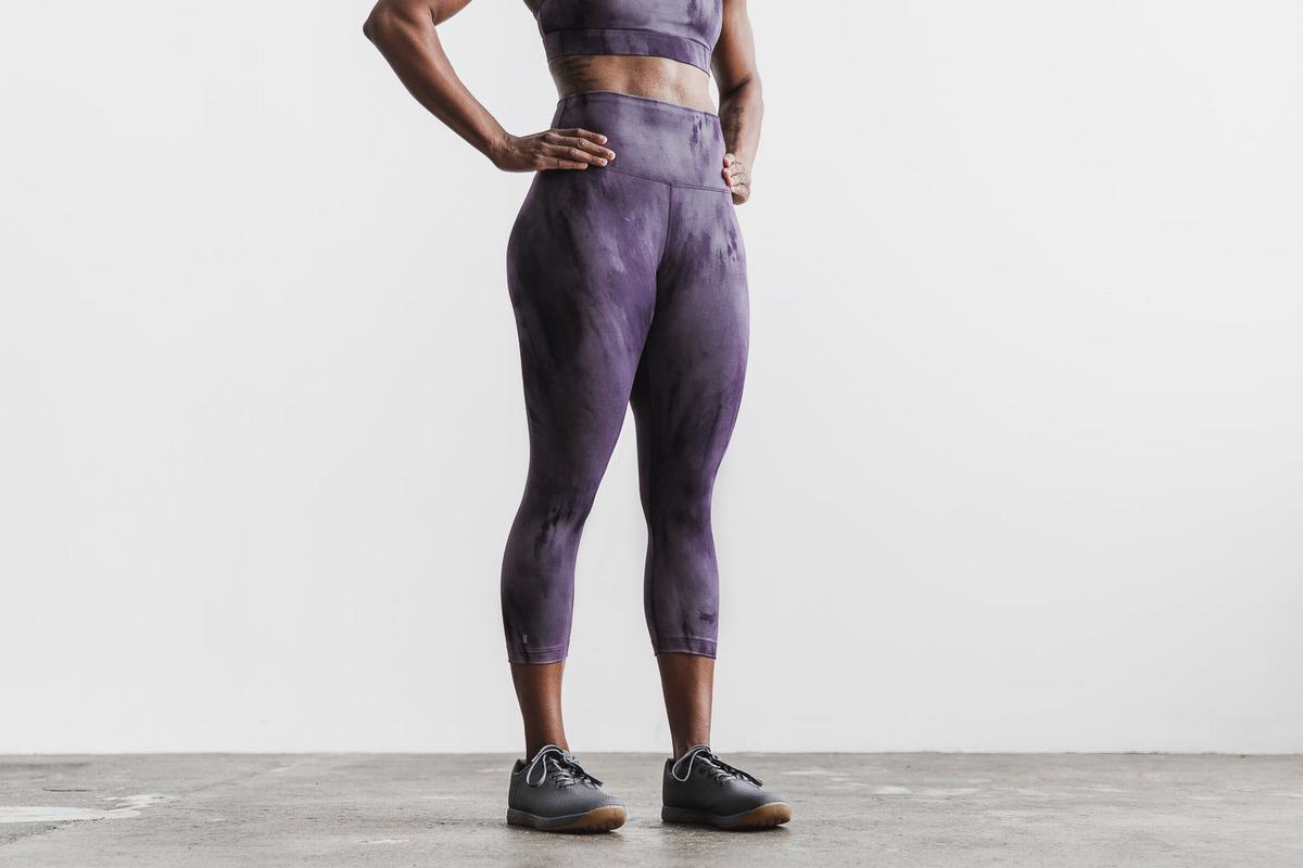 Leggings Nobull High-Rise Crop Tie-Dye Femme Violette | UK0348761