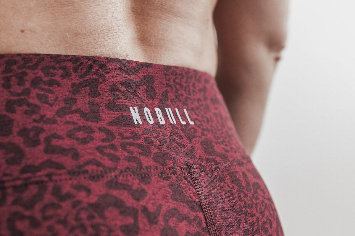 Leggings Nobull Mid-Rise Crop Plush Heather Femme Leopard | EV8537924