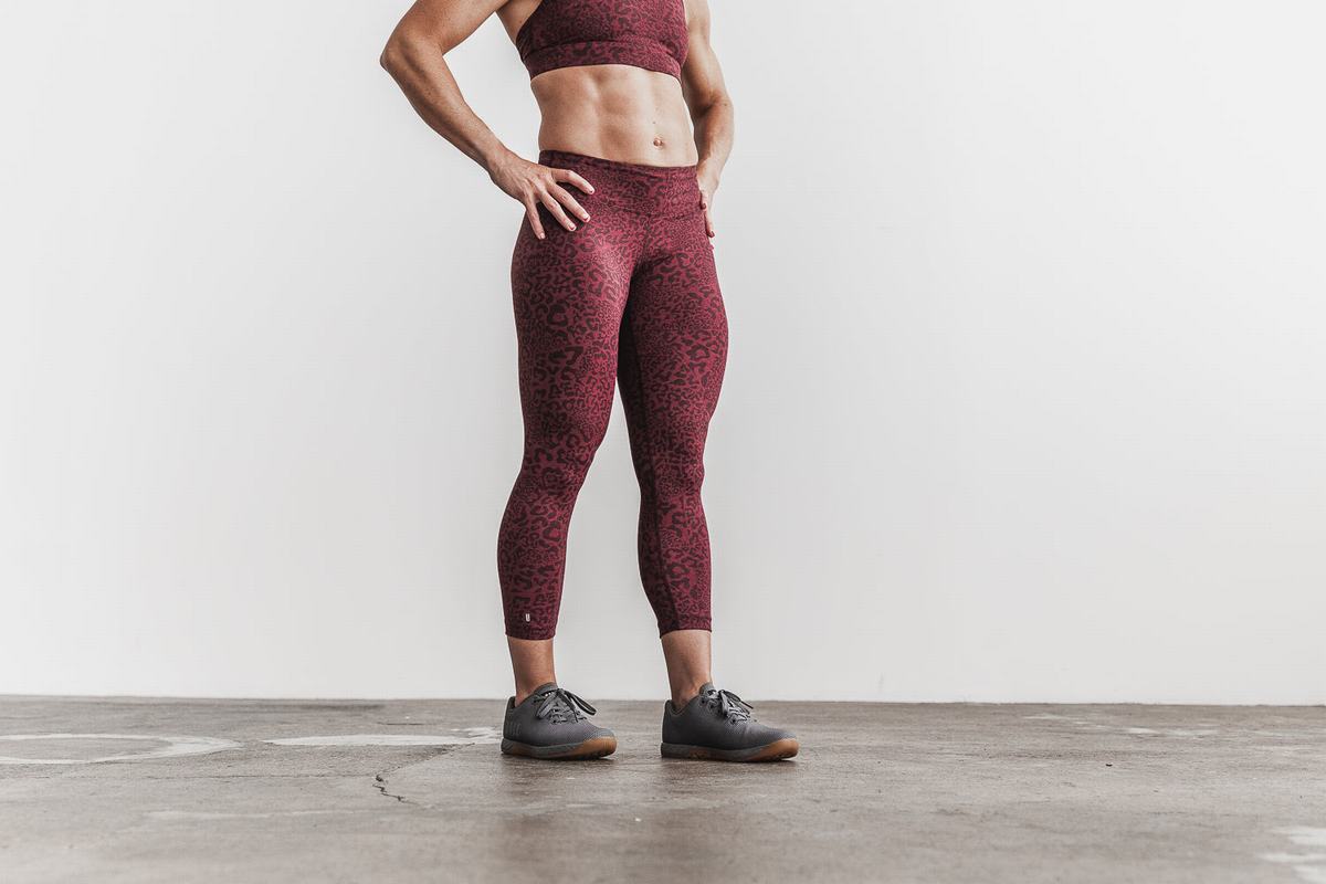Leggings Nobull Mid-Rise Crop Plush Heather Femme Leopard | EV8537924