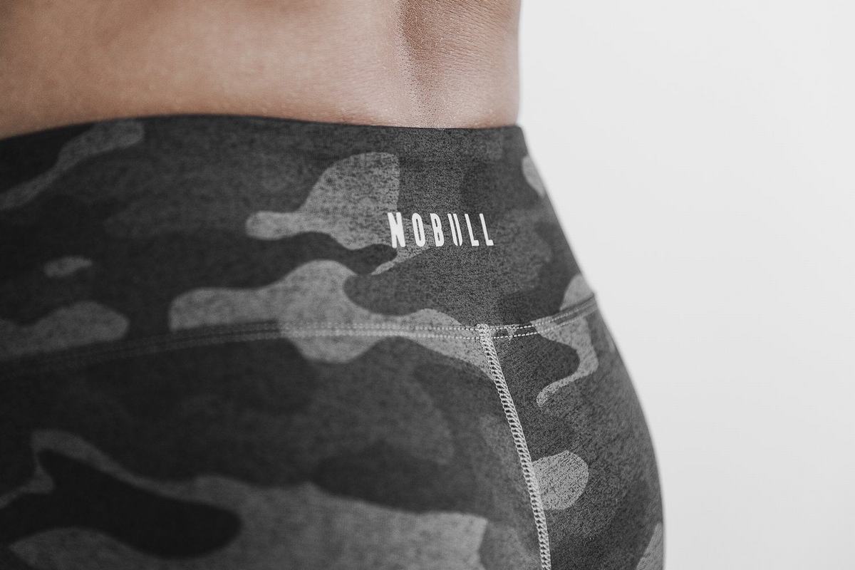 Leggings Nobull Mid-Rise Crop Plush Heather Femme Grise Camouflage | KG4523901