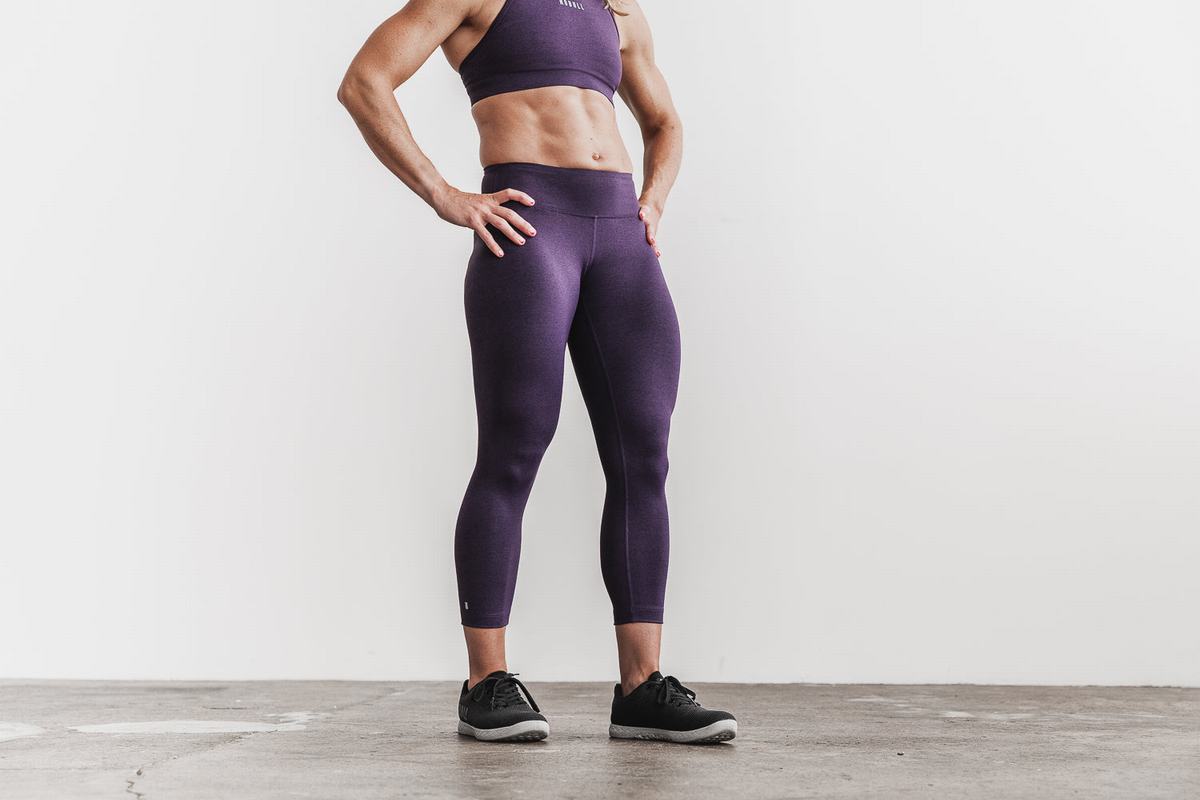 Leggings Nobull Mid-Rise Crop Plush Heather Femme Violette Foncé | MT5291370