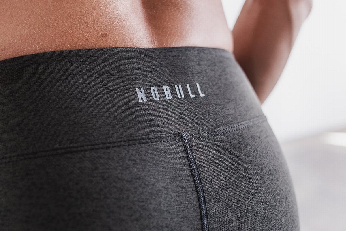 Leggings Nobull Mid-Rise Crop Plush Heather Femme Noir | OY6053814