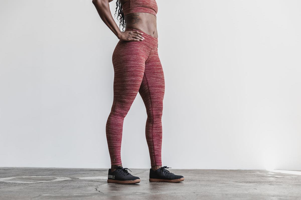 Leggings Nobull Mid-Rise Tight Melange Femme Rouge | JA7195362