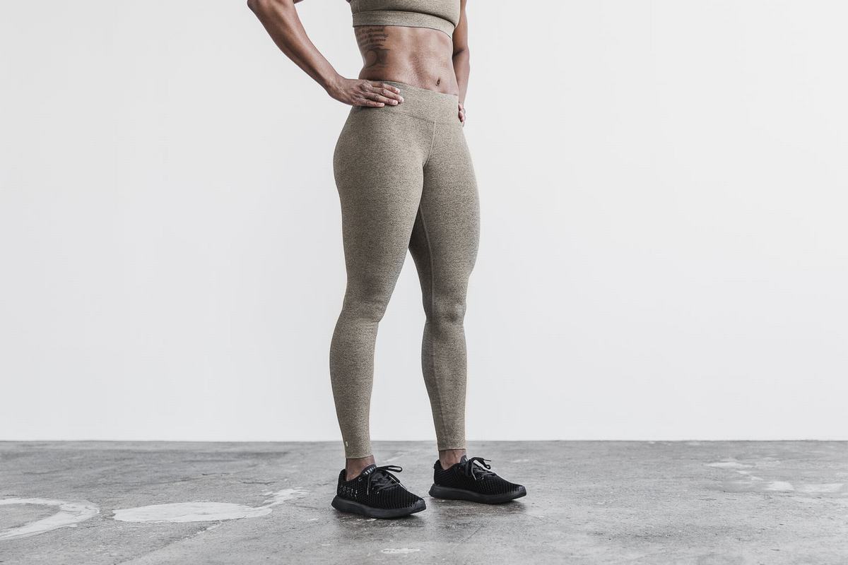 Leggings Nobull Mid-Rise Tight Plush Heather Femme Kaki | HY8746210