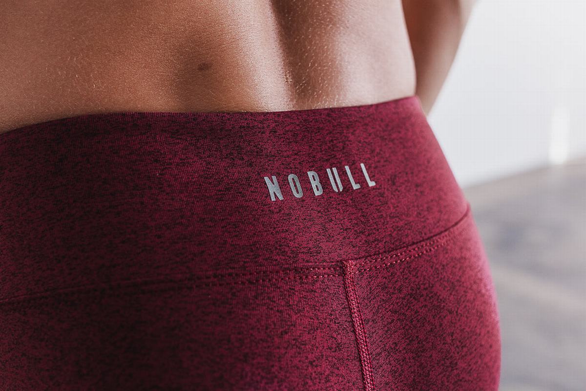 Leggings Nobull Mid-Rise Tight Plush Heather Femme Rouge Foncé | NG3198027