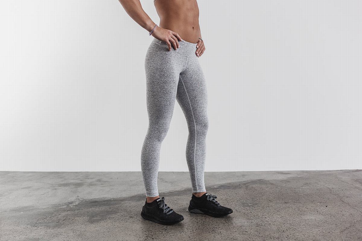 Leggings Nobull Mid-Rise Tight Plush Heather Femme Blanche | QC4382507