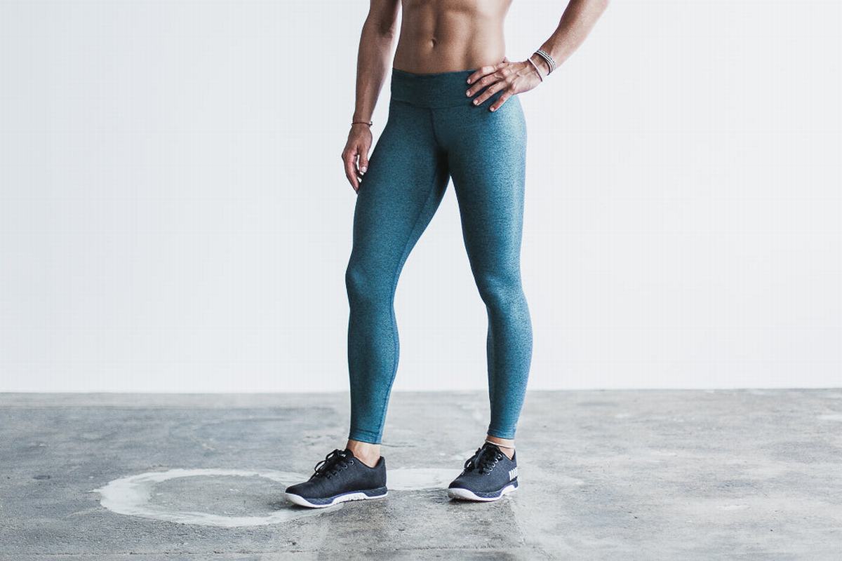 Leggings Nobull Mid-Rise Tight Plush Heather Femme Turquoise | TJ2174960
