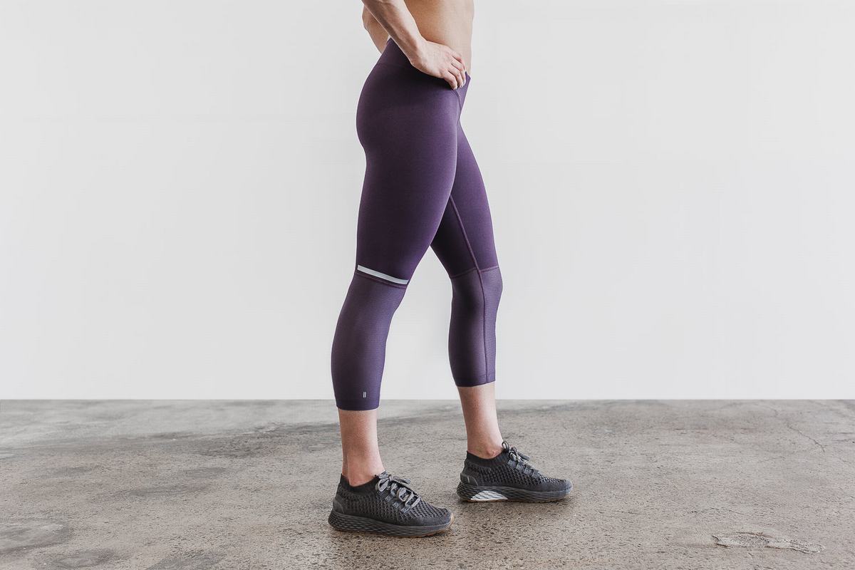 Leggings Nobull Pace Crop Femme Marron | TG1658092