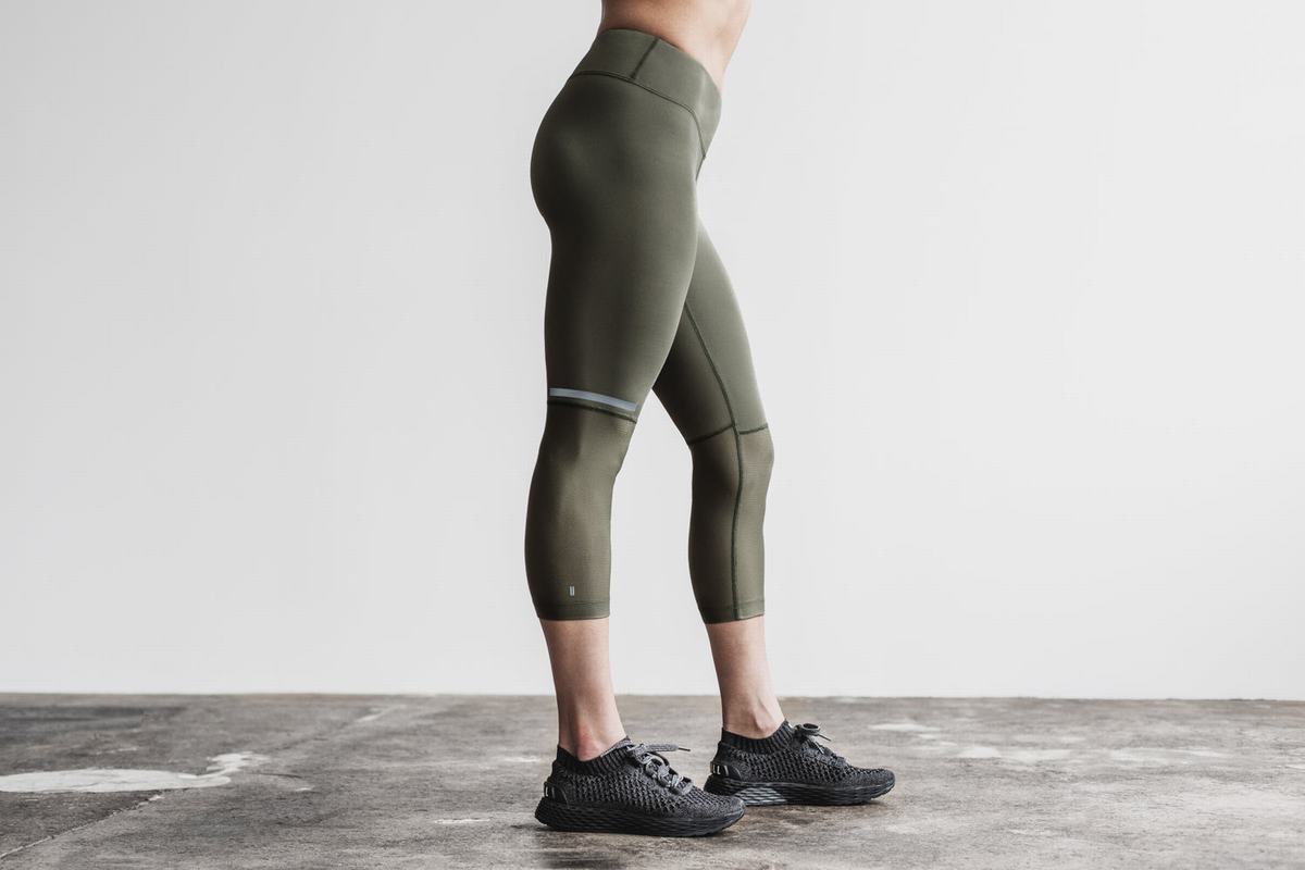 Leggings Nobull Pace Crop Femme Vert | HJ2836715