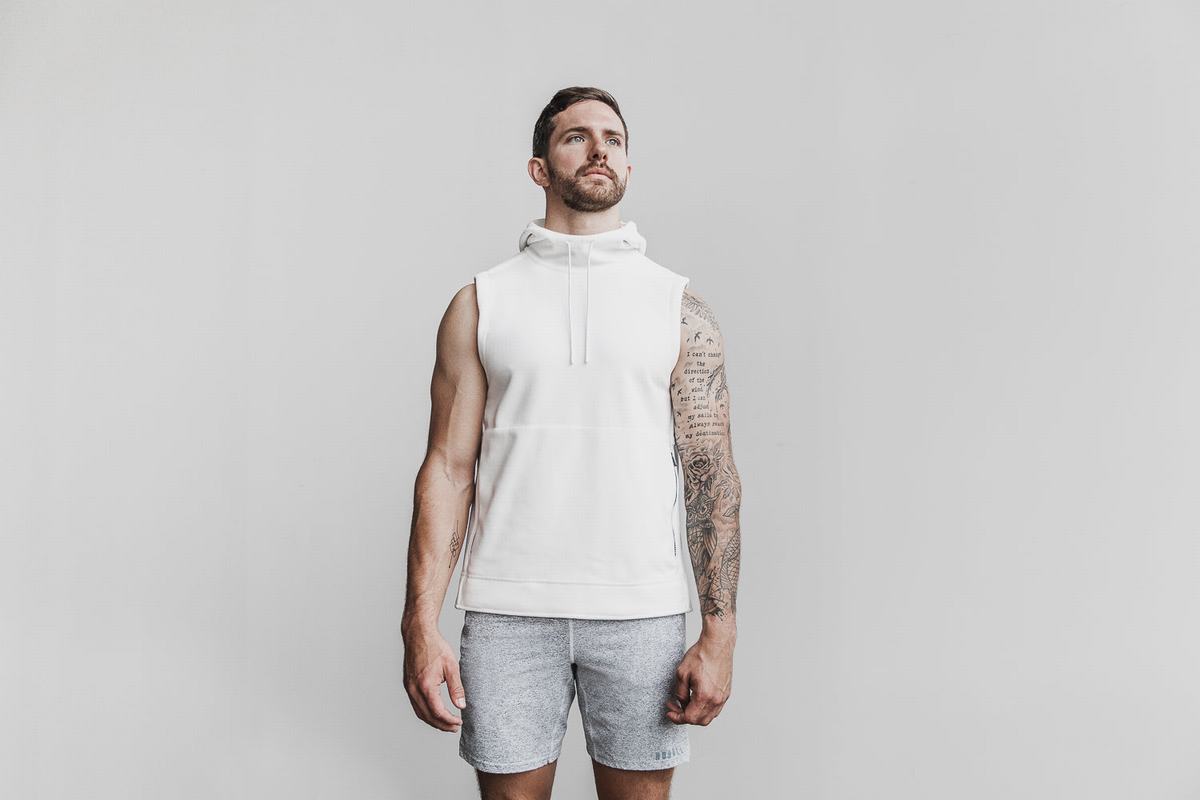 Pullover Nobull Arctic Sans Manches Homme Blanche | XZ6790854