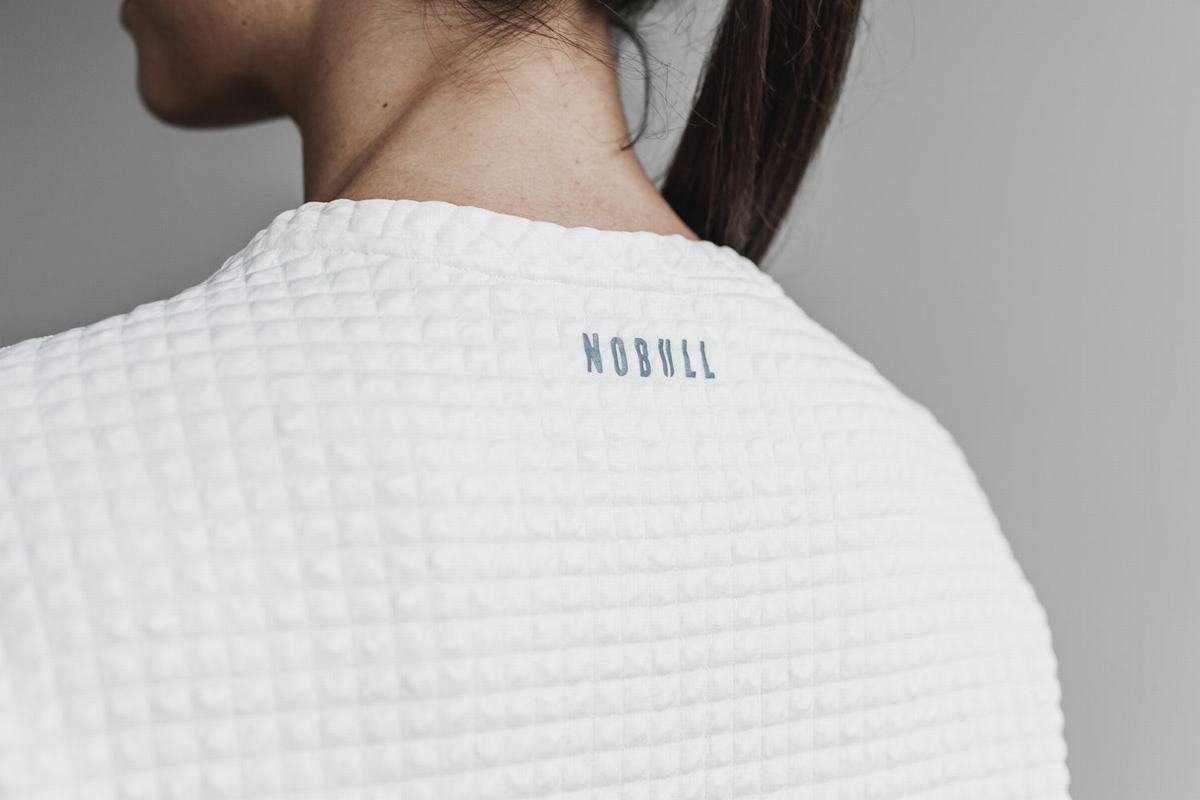 Pullover Nobull Quilted Crew Femme Blanche | PI5087132