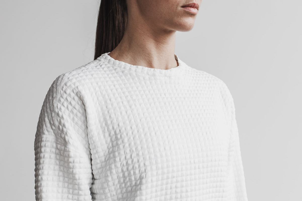 Pullover Nobull Quilted Crew Femme Blanche | PI5087132