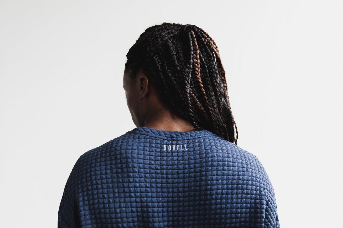 Pullover Nobull Quilted Crew Femme Bleu Marine | LX4256013