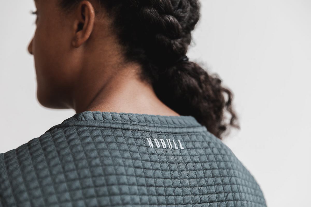 Pullover Nobull Quilted Crew Femme Grise Foncé | NP3759426