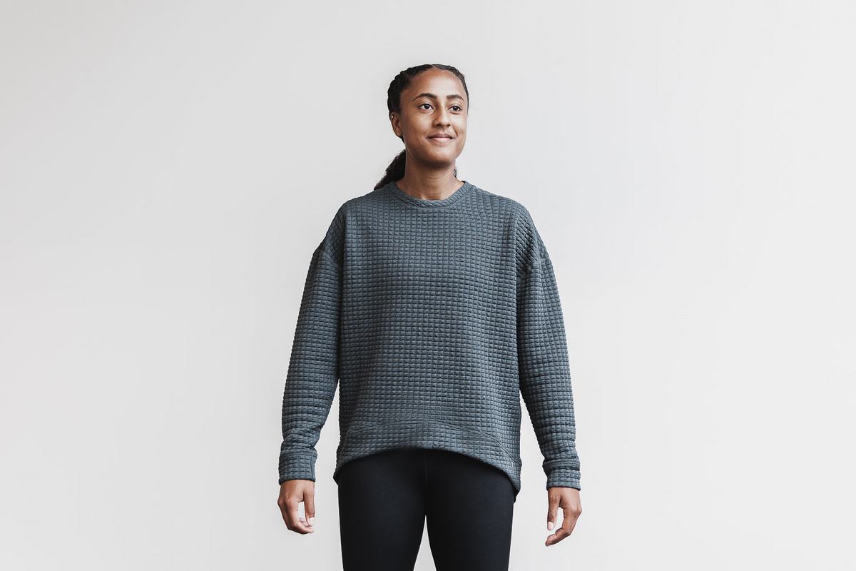 Pullover Nobull Quilted Crew Femme Grise Foncé | NP3759426