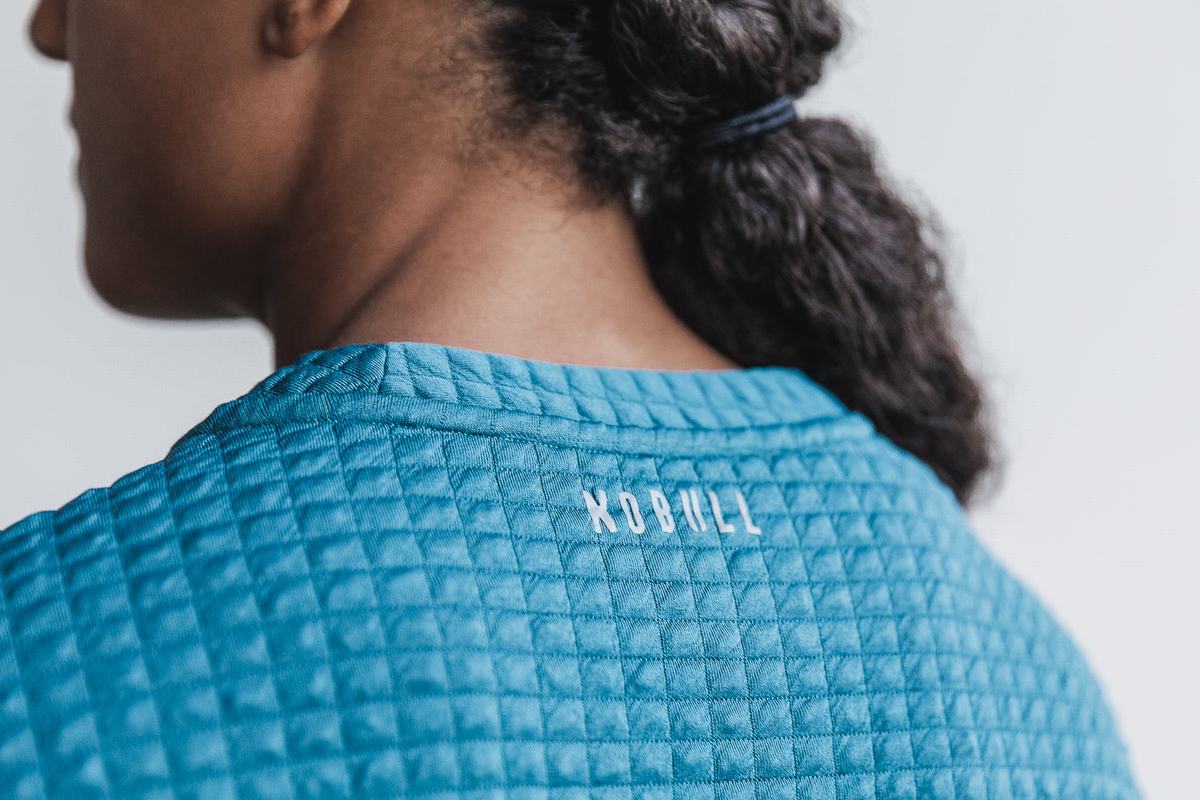 Pullover Nobull Quilted Crew Femme Grise Bleu | UX4312958