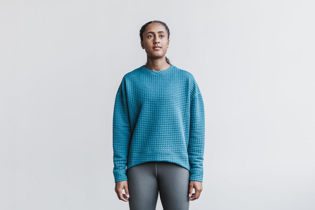 Pullover Nobull Quilted Crew Femme Grise Bleu | UX4312958