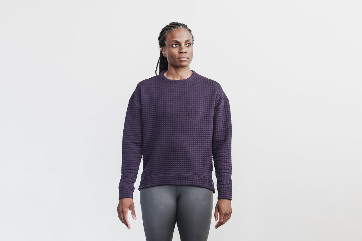 Pullover Nobull Quilted Crew Femme Marron | NG7184096
