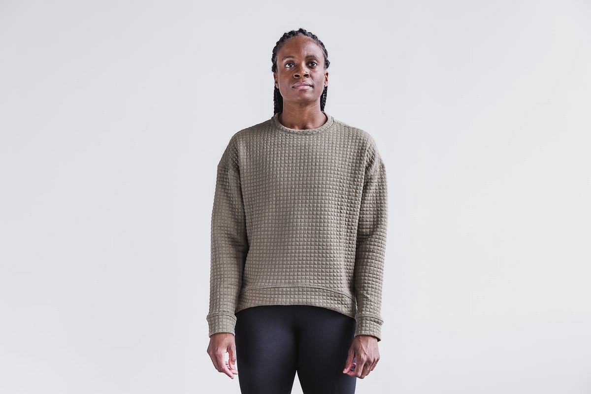 Pullover Nobull Quilted Crew Femme Marron Clair | PA9572084
