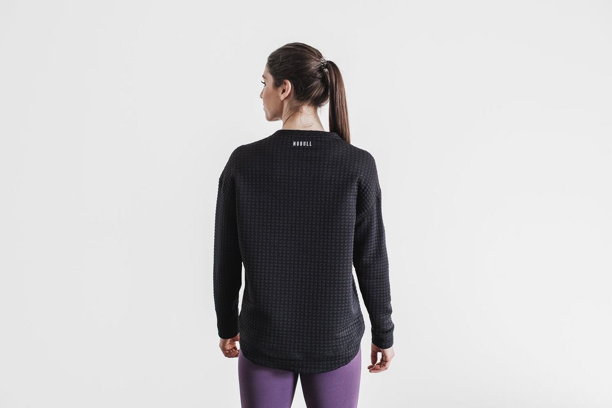 Pullover Nobull Quilted Crew Femme Noir | IP9586210