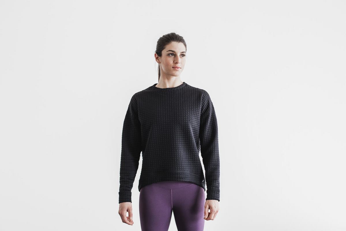 Pullover Nobull Quilted Crew Femme Noir | IP9586210