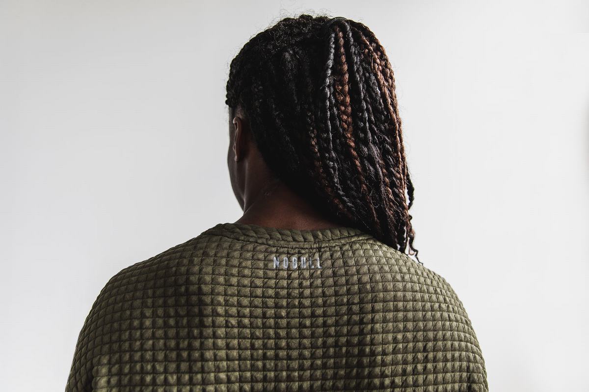 Pullover Nobull Quilted Crew Femme Vert | DK7382594