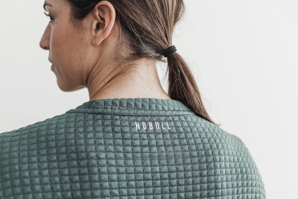 Pullover Nobull Quilted Crew Femme Vert Olive | TD5702384