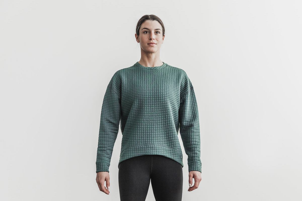 Pullover Nobull Quilted Crew Femme Vert Olive | TD5702384