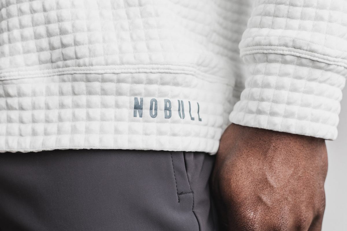 Pullover Nobull Quilted Crew Homme Blanche | HT5987306
