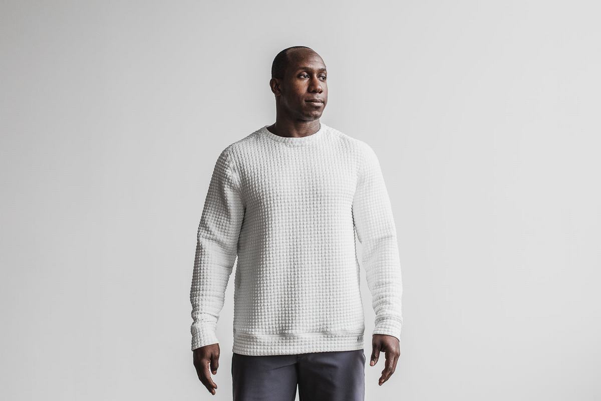 Pullover Nobull Quilted Crew Homme Blanche | HT5987306
