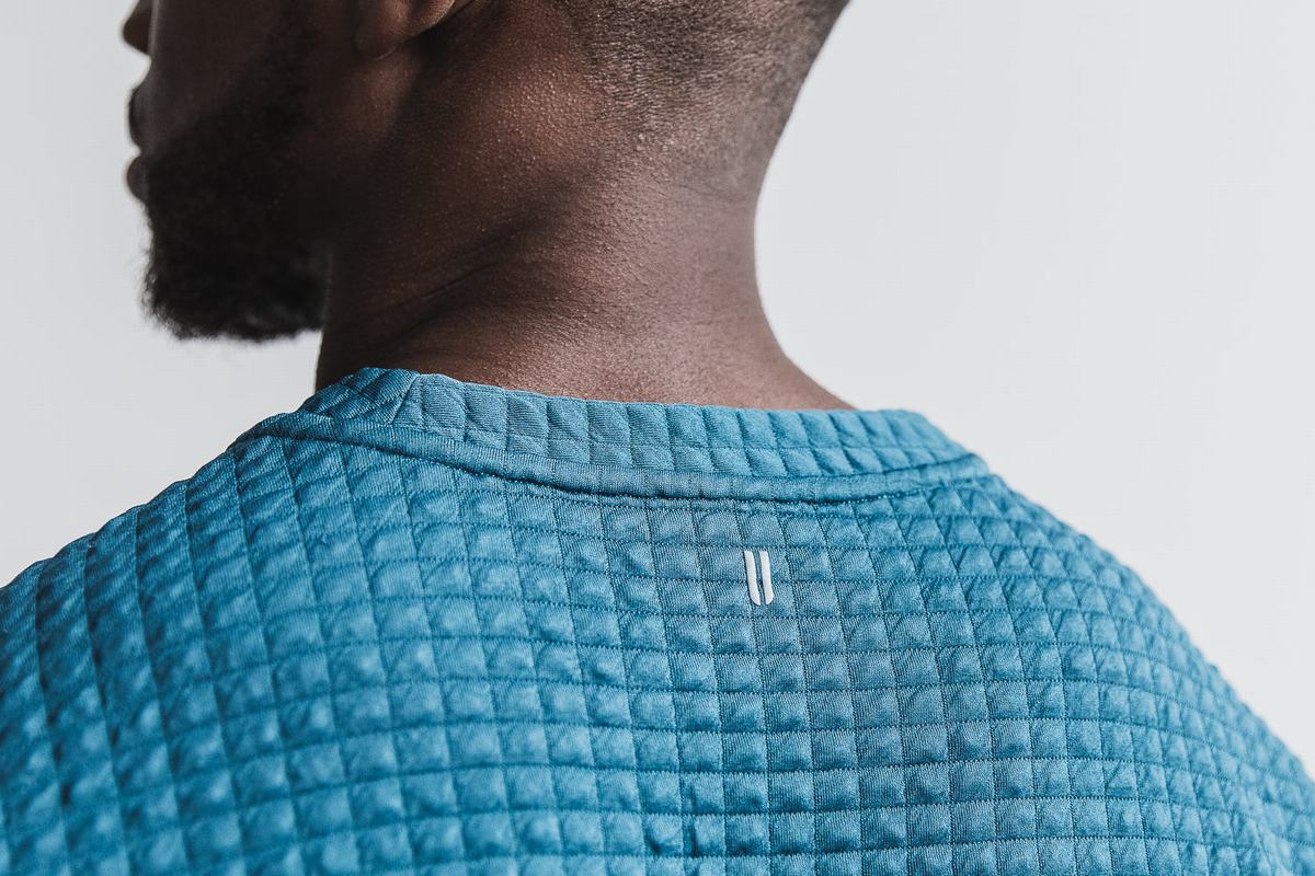 Pullover Nobull Quilted Crew Homme Grise Bleu | DW7941038