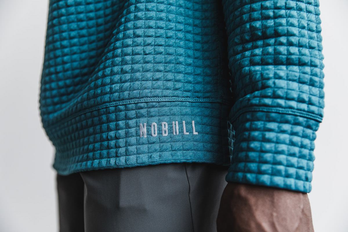 Pullover Nobull Quilted Crew Homme Grise Bleu | DW7941038