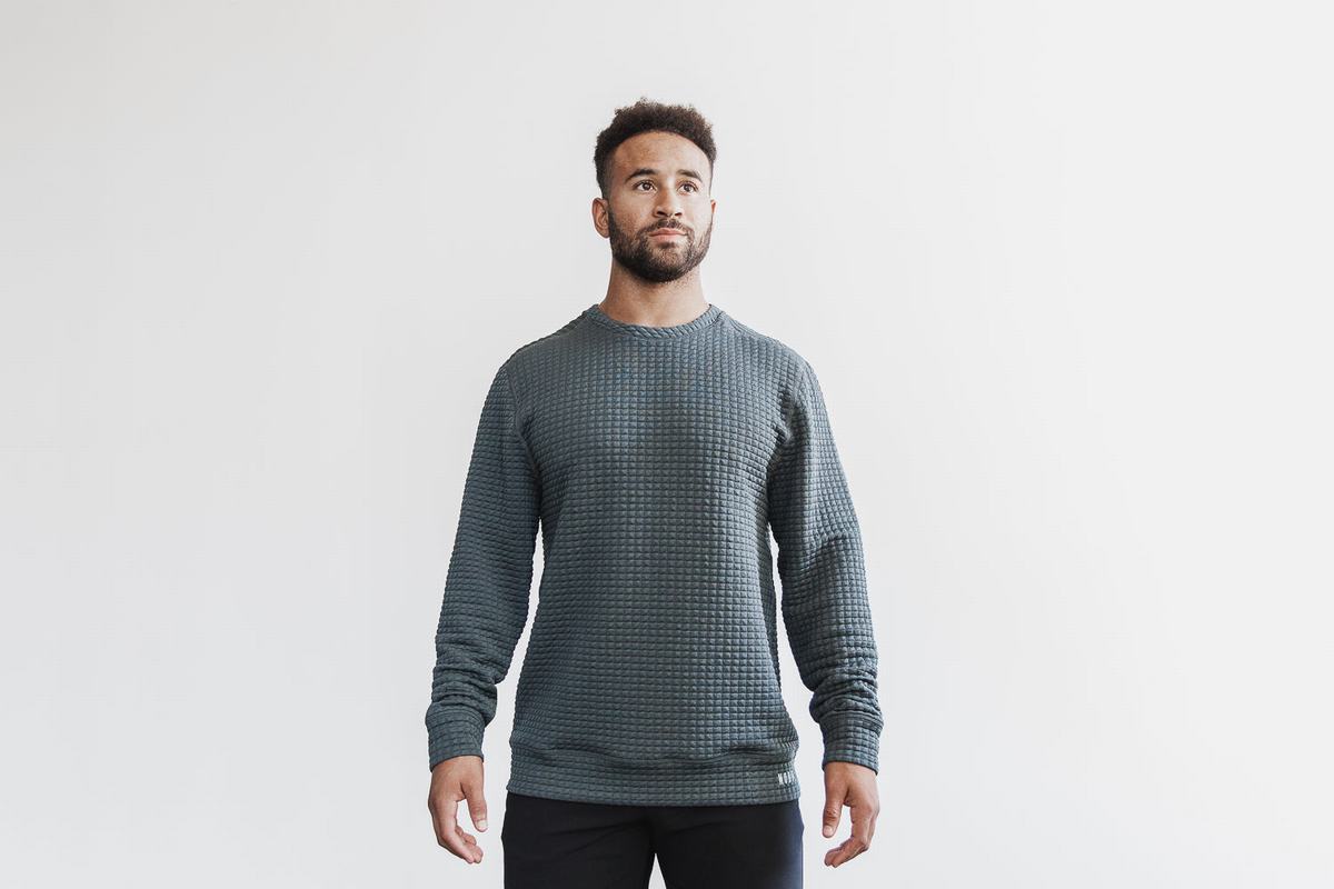 Pullover Nobull Quilted Crew Homme Grise Foncé | DY8593071