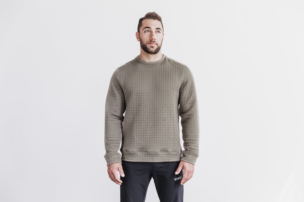 Pullover Nobull Quilted Crew Homme Marron Clair | EK2036591